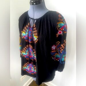 Embroidered Black Women's Top